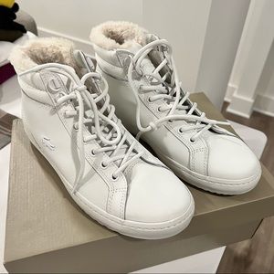 Lacoste high top leather boots size 8